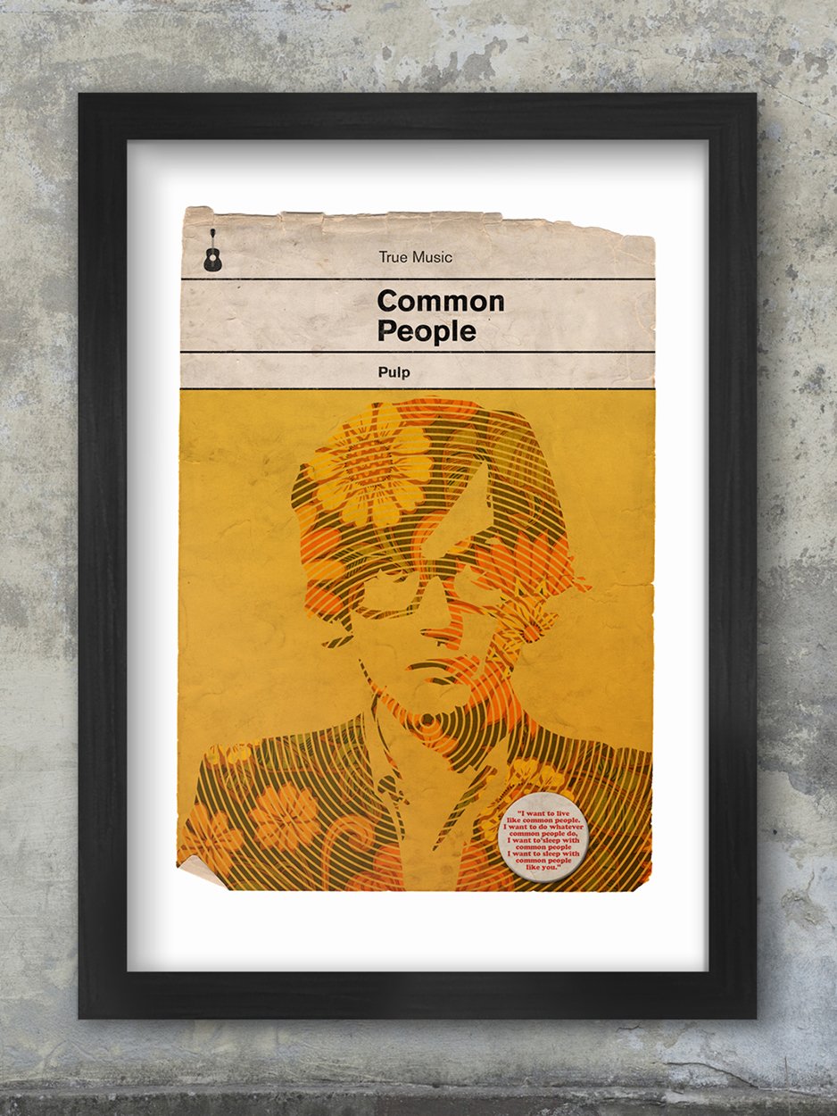 Common People - Pulp Book Jacket Print. Inspired by the old retro Penguin book covers
